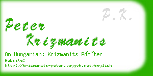 peter krizmanits business card